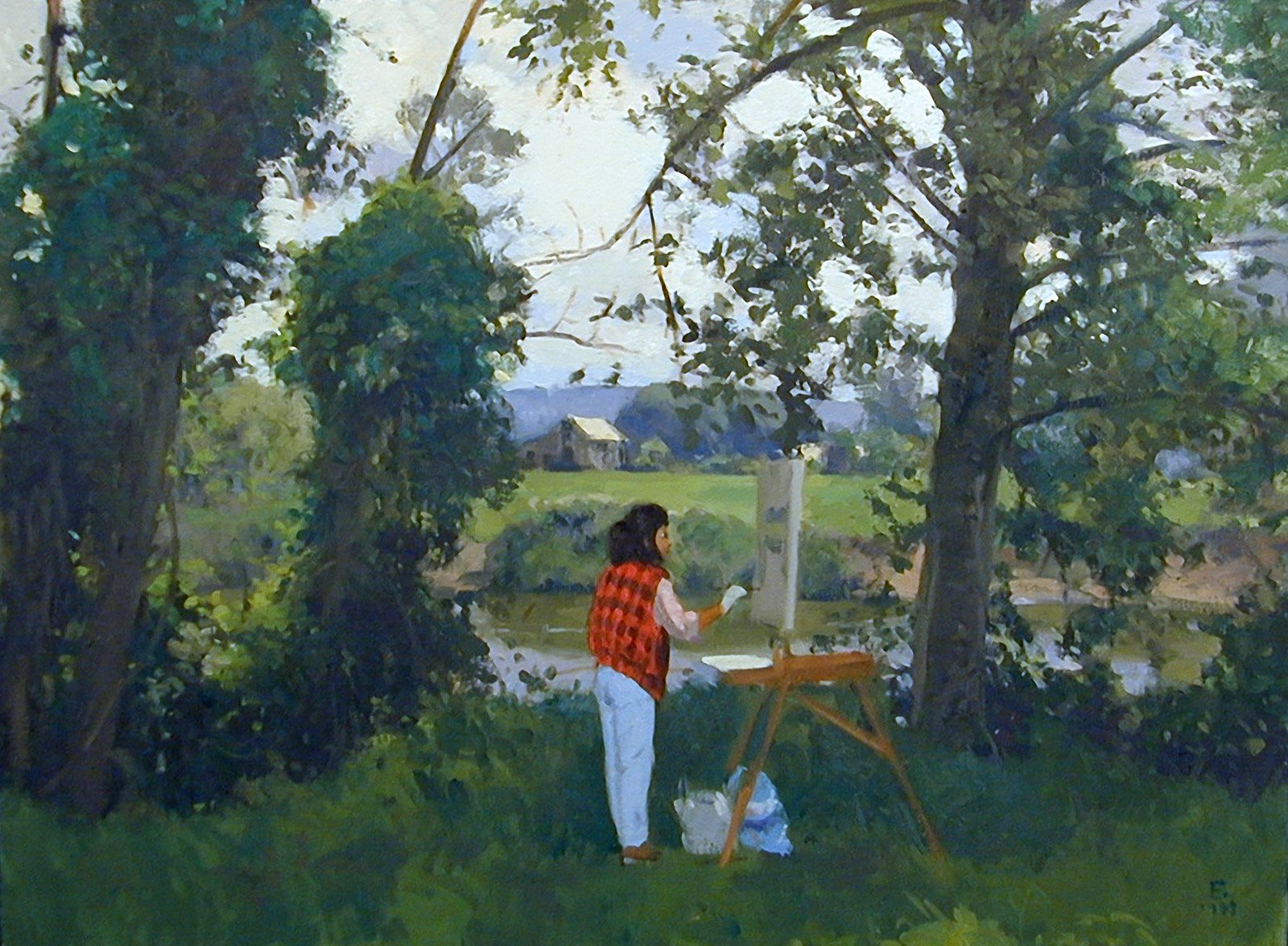 Ako Lindley painting at Bob Pepper's Farm