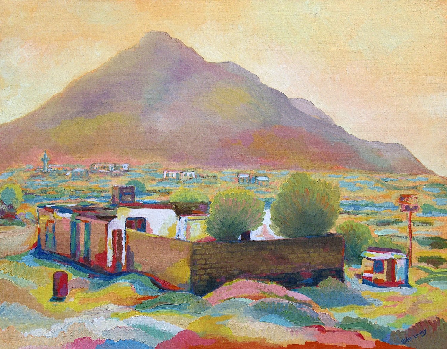 FARM HOUSE ON ROUTE TO JEDDAH oil on canvas, 22 x 28 in, copyright ©1996