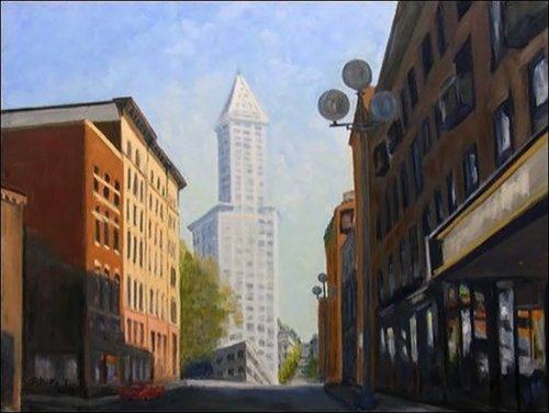 SMITH TOWER, oil on canvas, 30 x 40 inches, copyright ©2007