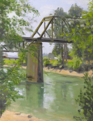 RAILROAD BRIDGE, oil on canvas, 20 x 16 inches, copyright ©2006